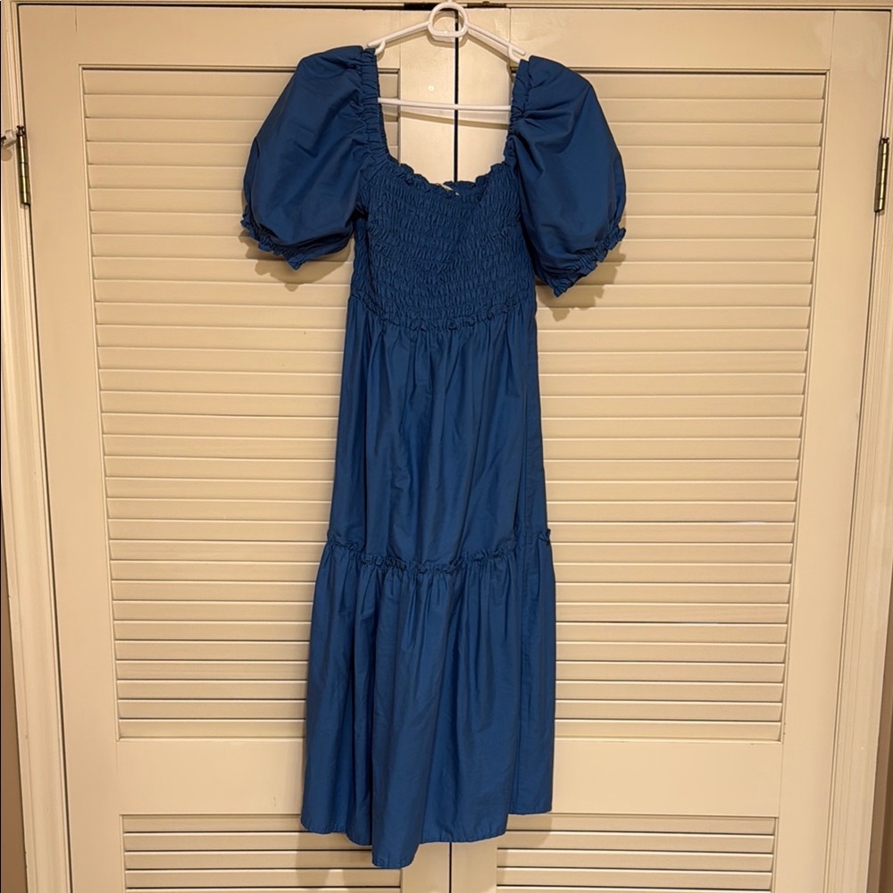Abercrombie Blue Puff Sleeve Smocked Dress